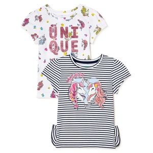 2 Girls Elevated T-Shirts Unicorn Size 6
